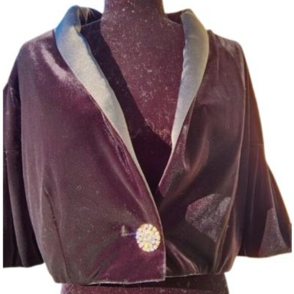 Evening Cocktail Wedding Velvet Crystal Jacket Cardigan Coat Bolero Cover Cape - Picture 9 of 16